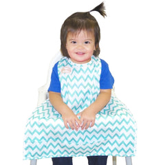 BIB-ON, A New, Full-Coverage Bib and Apron Combination for Infant, Baby, Toddler Ages 0-4. (Teal Chevron)