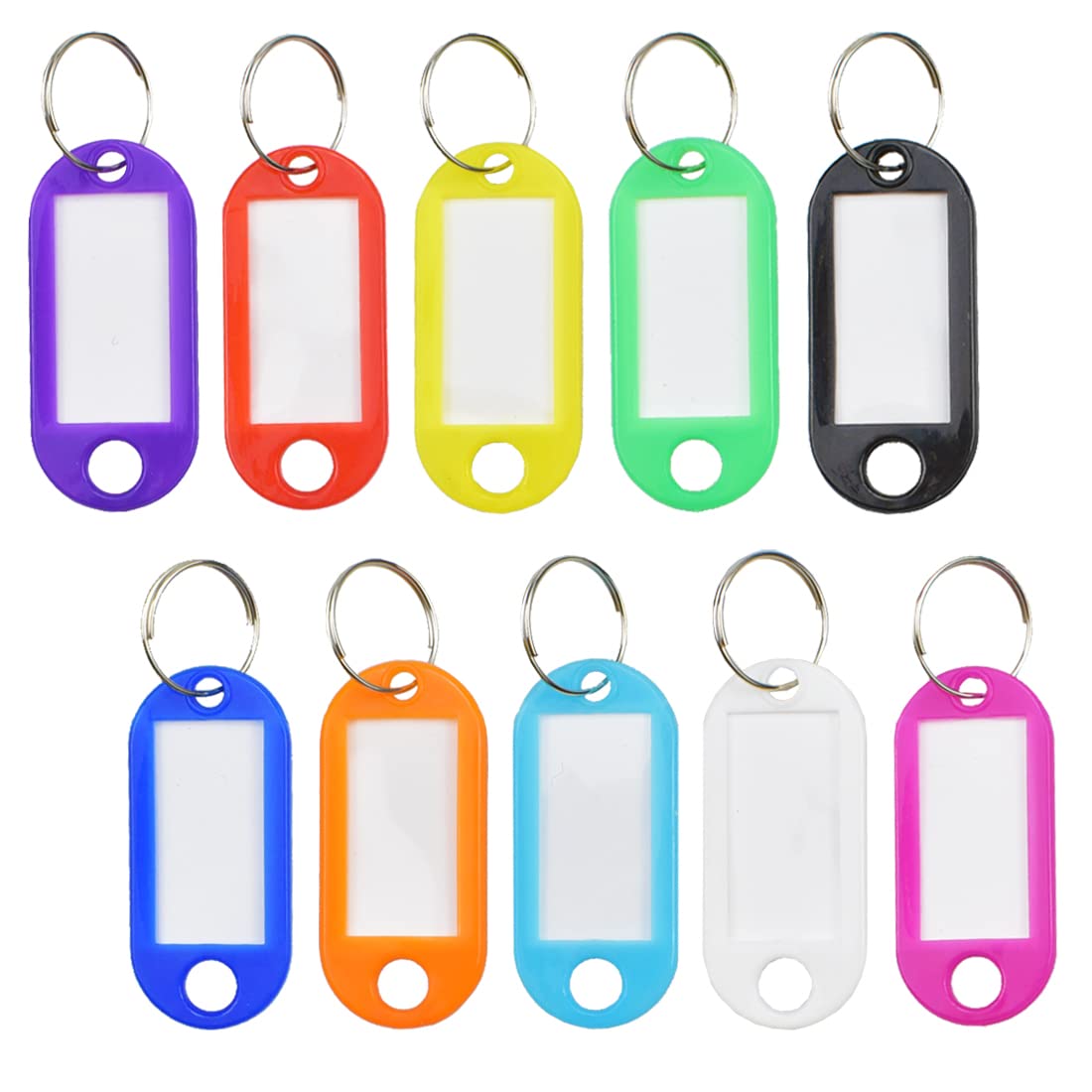 Key Tags with Split Ring 20 PCS Key Fobs Labels ID Keyring Tags for Luggage Pet Name Memory Stick Tags, 10 Colors