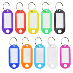 Key Tags with Split Ring 20 PCS Key Fobs Labels ID Keyring Tags for Luggage Pet Name Memory Stick Tags, 10 Colors