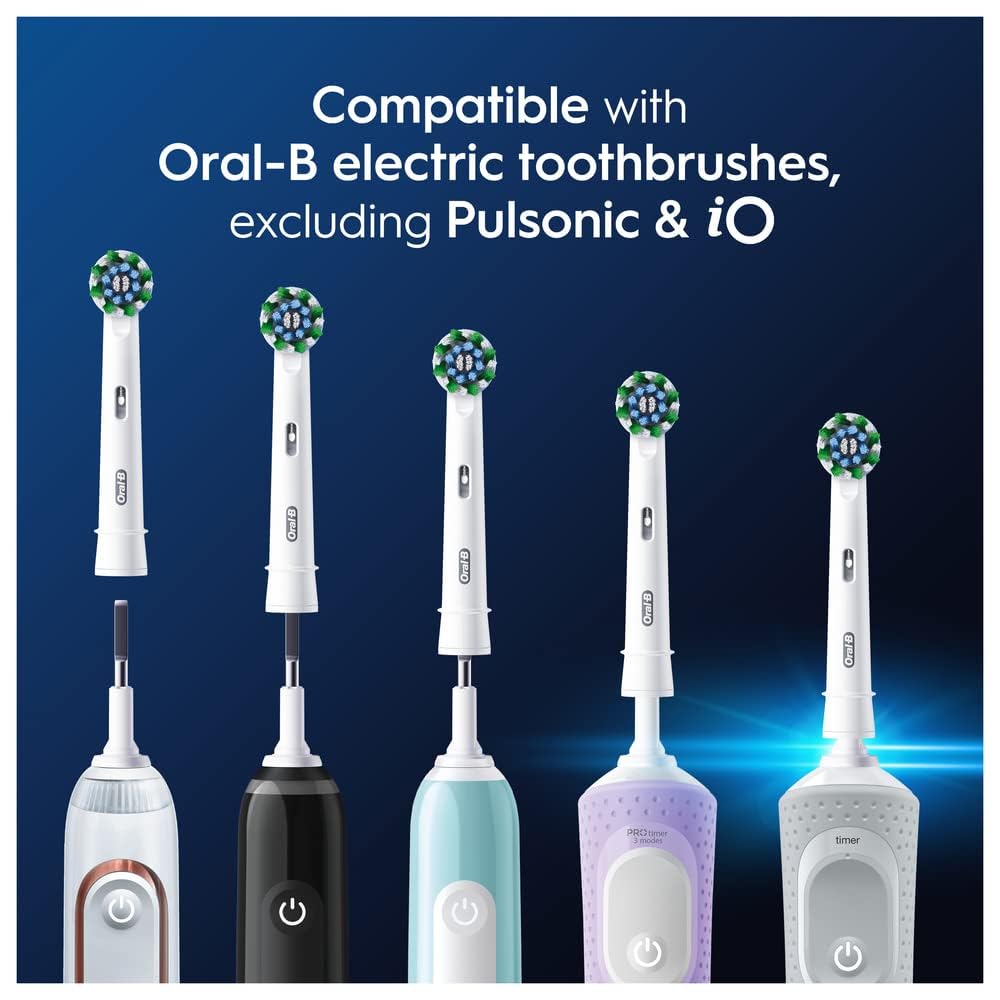 Oral-B Pro Cross Action Electric Toothbrush Head, X-Shape And Angled Bristles for Deeper Plaque Removal, Pack of 10 Toothbrush Heads, Suitable For Mailbox, White