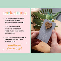 Sending You Little Pocket Hug Token – Handmade Wooden Heart on Keepsake Card - 5.5 x 8.5 cm   Send a Hug, Postable Gift   Small Gift under 5 pounds, Thinking of you Gift