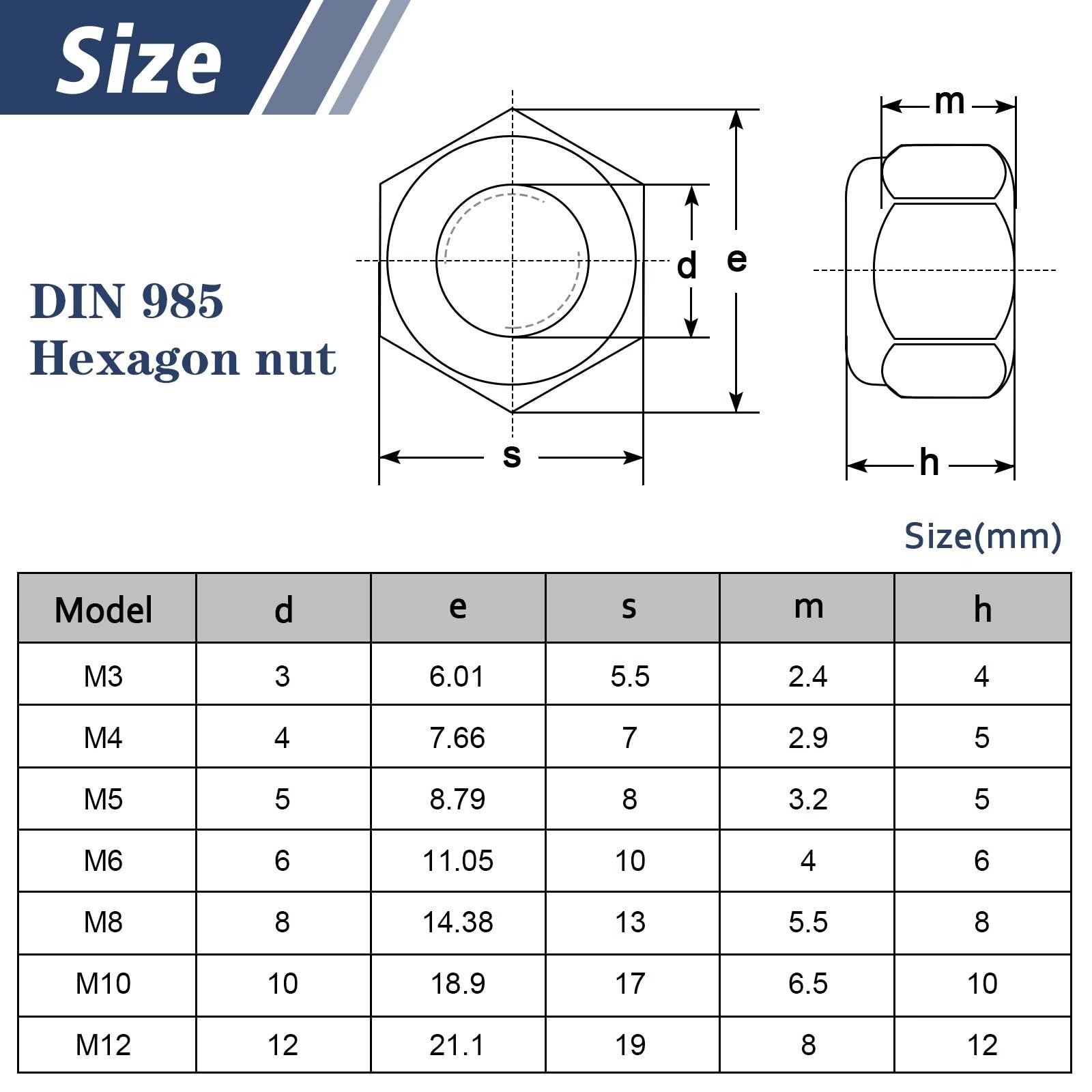 10Pcs M8 Nuts Nylock Nuts, Leryati Lock Nuts M8 Stainless Steel Hex Nuts A2 V2A Self Locking Nuts, DIN985 Nylon Insert Lock Nut Kits Thread Lock Nuts Nyloc Hexagon Nut nutstones