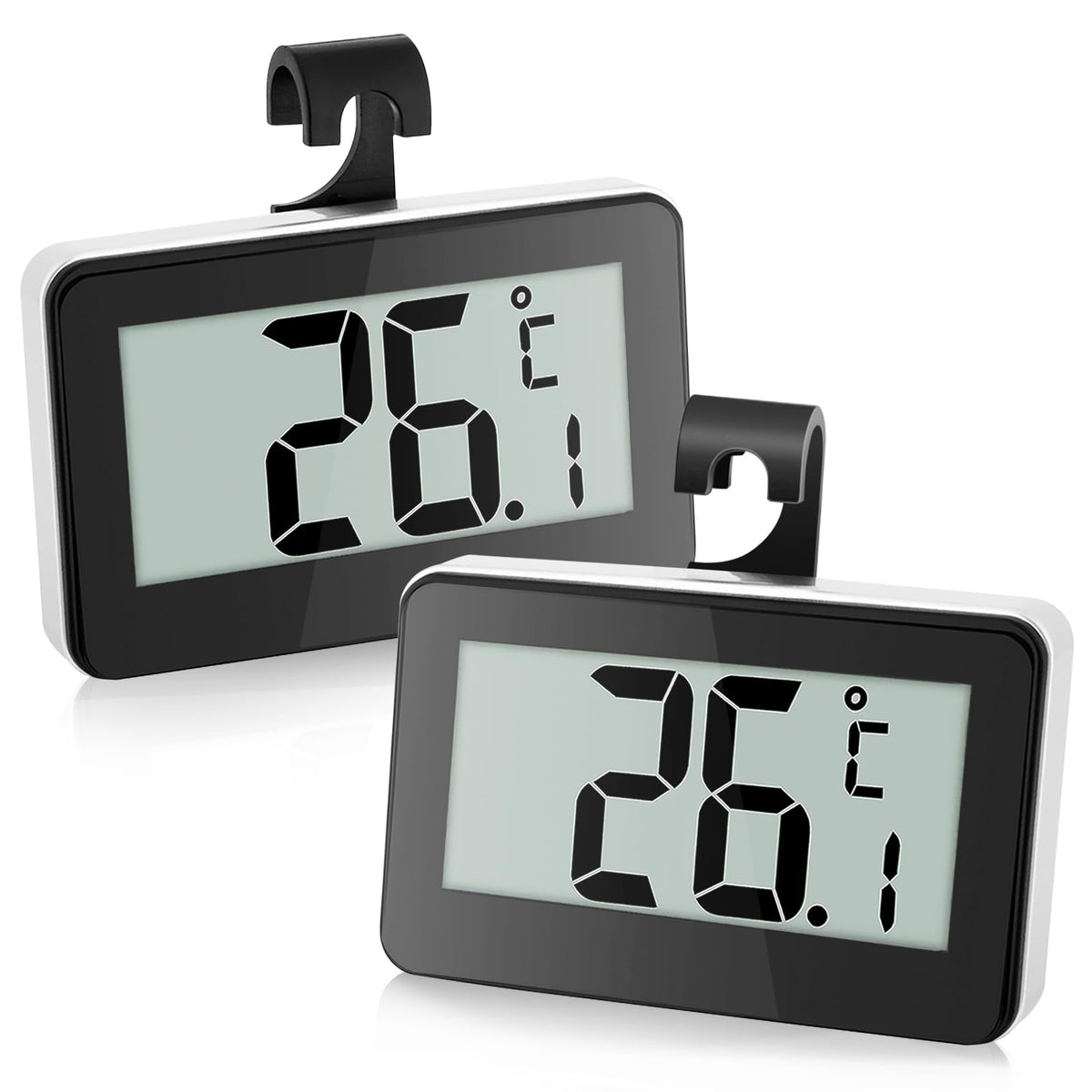 Fridge Thermometer Digital Refrigerator Thermometer, Suplong Digital Waterproof Fridge Freezer Thermometer With Easy to Read LCD Display (Black-2)