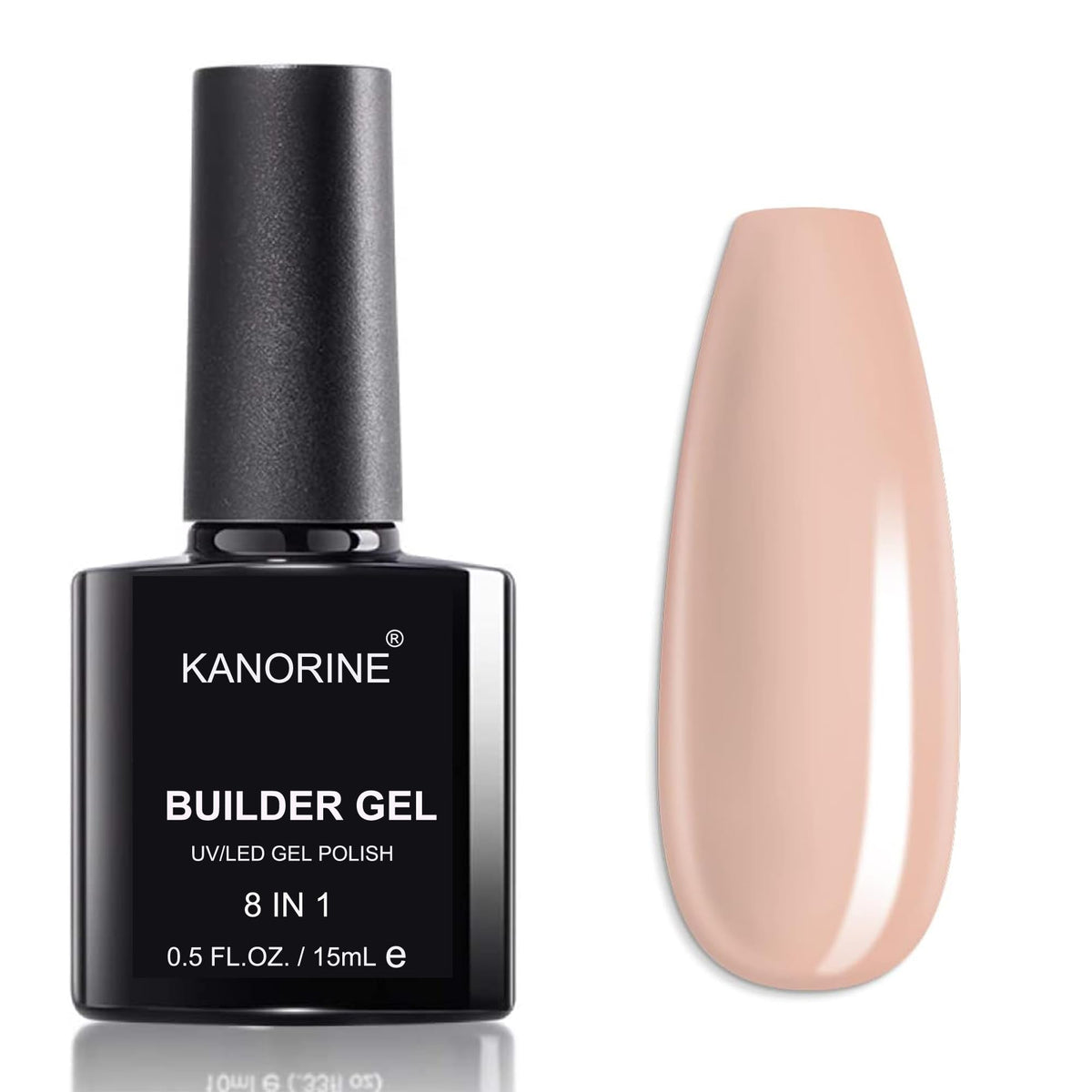 KANORINE Gel Nail Polish Builder Nail Gel, 8-in-1 Neutral Nude Brown Gel Builder for Nails, Hard Gel Builder Nail Strengthener Extension Gel Base False Nail Tips Glue Gel in a Bottle 15ML