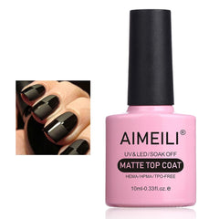 AIMEILI No Wipe Matte Top Coat Gel Nail Polish Soak Off UV LED Nail Gel Varnish Manicure 10ml