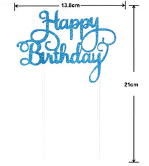 AILEXI Handmade 1 Count Glitter Cake Decorating Toppers - Happy Birthday Light Blue