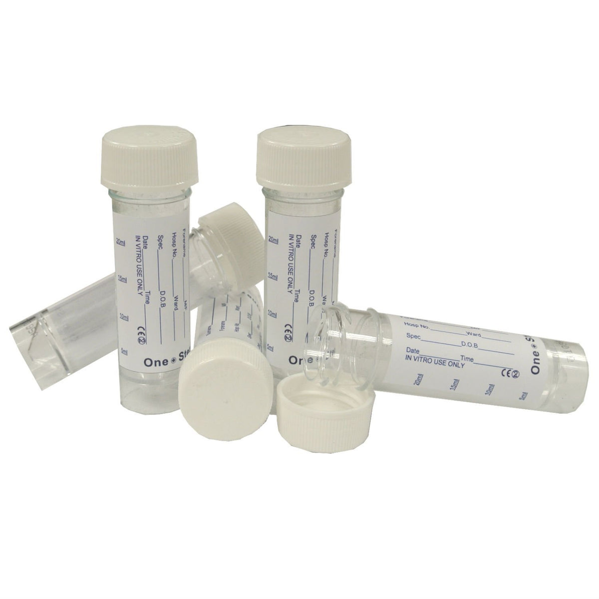 15 Urine Sample Bottles Specimen Pot Graduated Container with Lid & Label 30ml