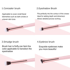 MSQ 4pcs Pink Eye Shadow Makeup Brush Set Pro Eye Contour Kit with Soft Synthetic Hairs for Eyeshadow Eyebrow Makeup Cream Powder Highlighter Brush