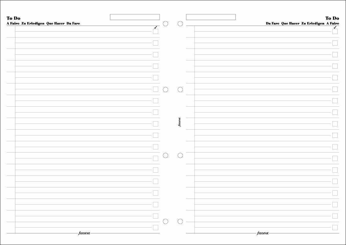 Filofax A4 To Do 5 Language