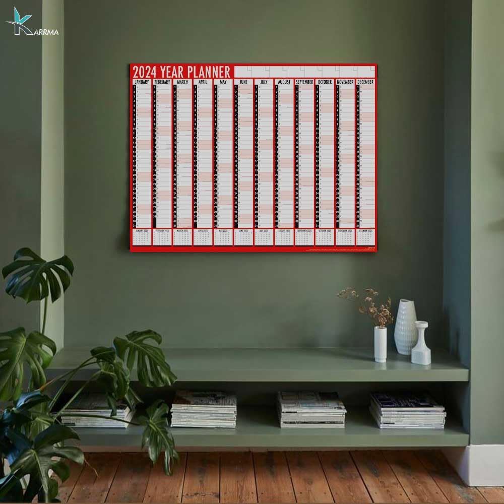 2024 Year Wall Planner Large A1-2024 Wall Calendar Runs January to December Full Year to View Holidays are Marked - Ideal for Home and Office - Folded