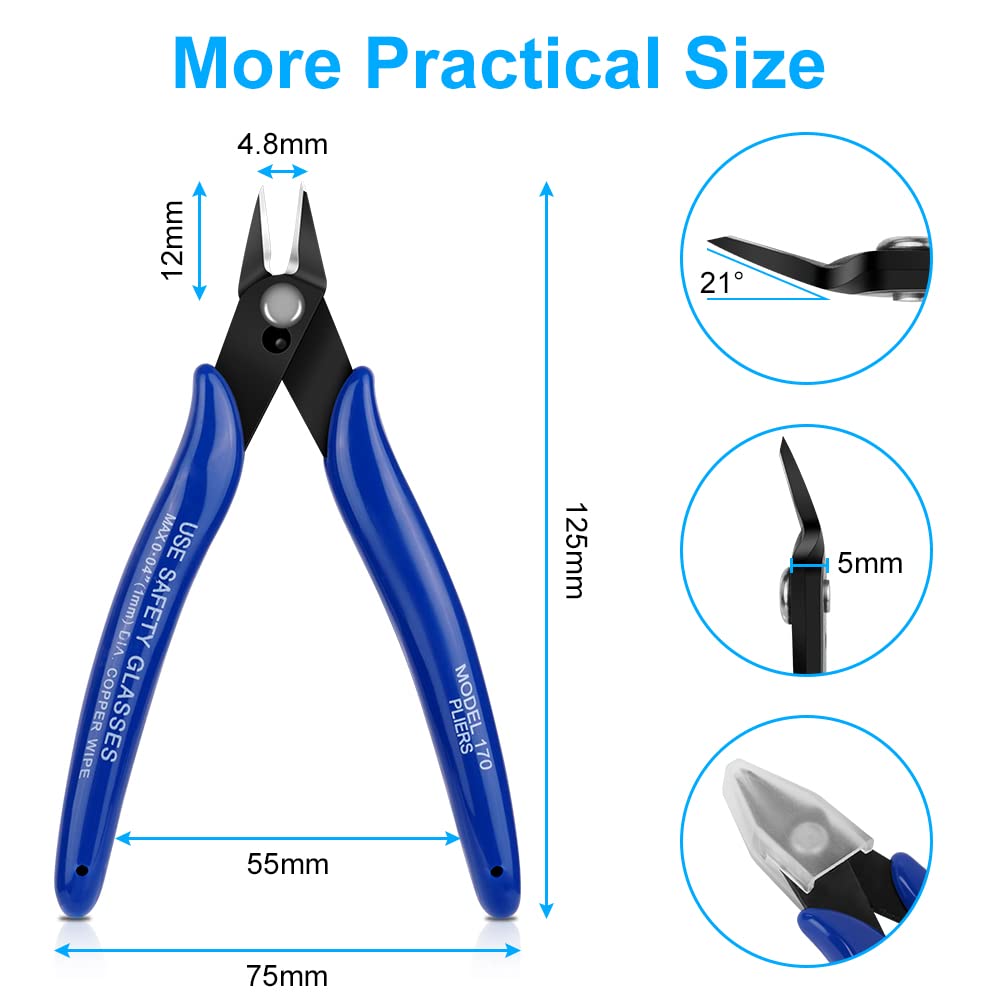 Ainiv 1PC Wire Cutter, Spring-loaded Side Cutters Flush Cutters, Diagonal Cutters Precision Side Cutters, Diagonal Cutting Pliers in CRV Steel, Heavy Duty Cutting Pliers for Electrical, Homes