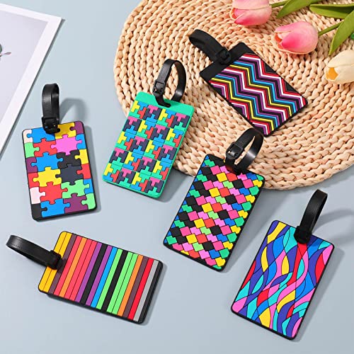 Skisneostype 6 Pcs Secure Luggage Tags PVC Suitcase Luggage Tags Travel Suitcase Baggage Handbag Tag Labels Tag for Travel Bag Suitcase,Multicolor,10.5x6.5cm