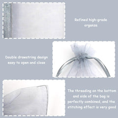 20Pcs Organza Bags Multicolour Small Organza Bags Organza Gift Bags for Jewellery Pouches Sheer Drawstring Pouches Mesh Candy Favour Bag for Wedding Party Festival Game (grey, 10x15cm)