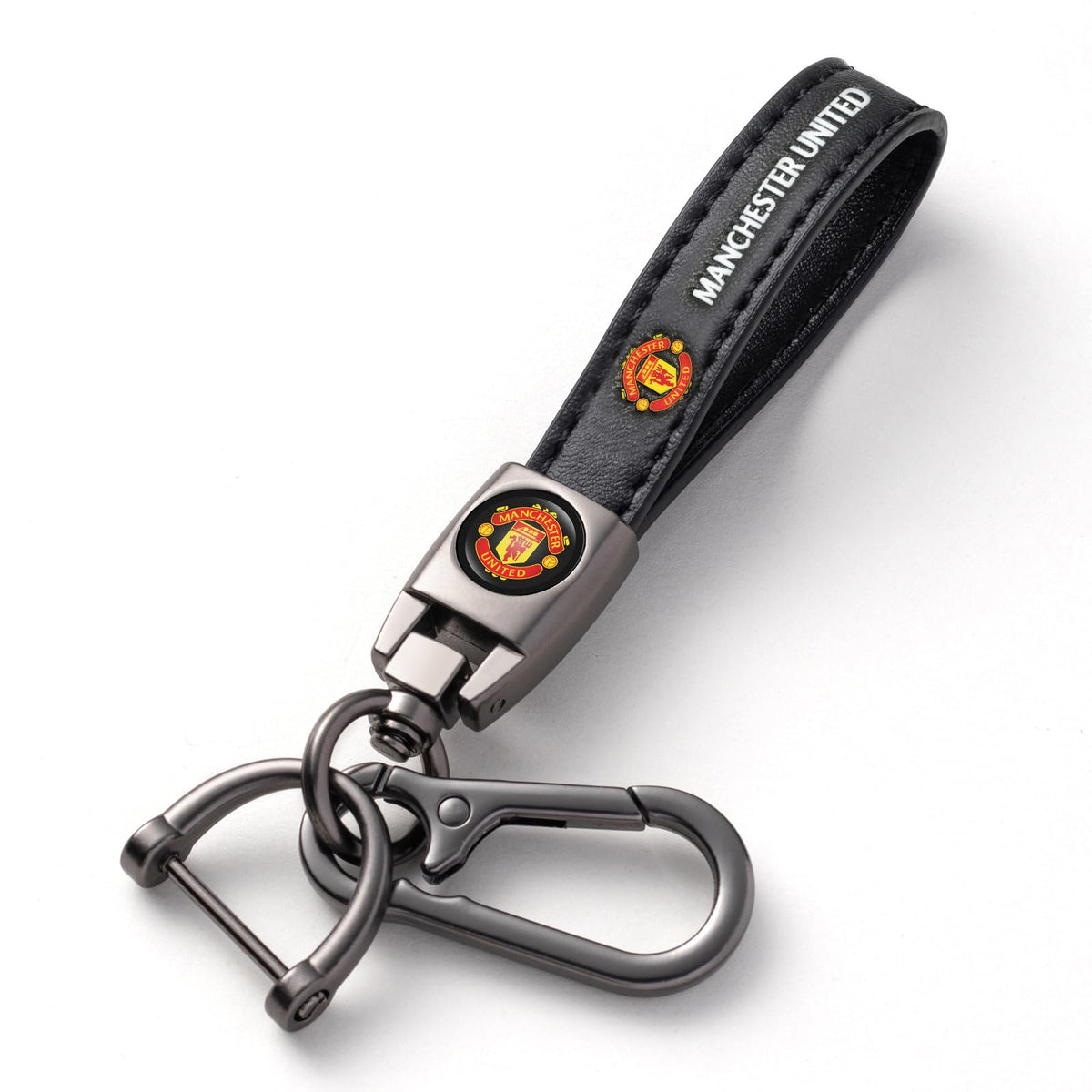 Manchester United Car Keychain Keyring for Manchester United Fans,FC Manchester United Car Key Chain Replacement Key Fob Holder,Leather Car Key Lanyard Car Key Hanger,Souvenir for Football Fans