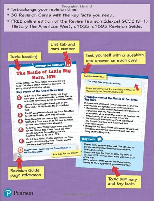 Pearson REVISE Edexcel GCSE History American West Revision Cards (with free online Revision Guide and Workbook): For 2024 and 2025 exams (Revise ... learning, 2022 and 2023 assessments and exams