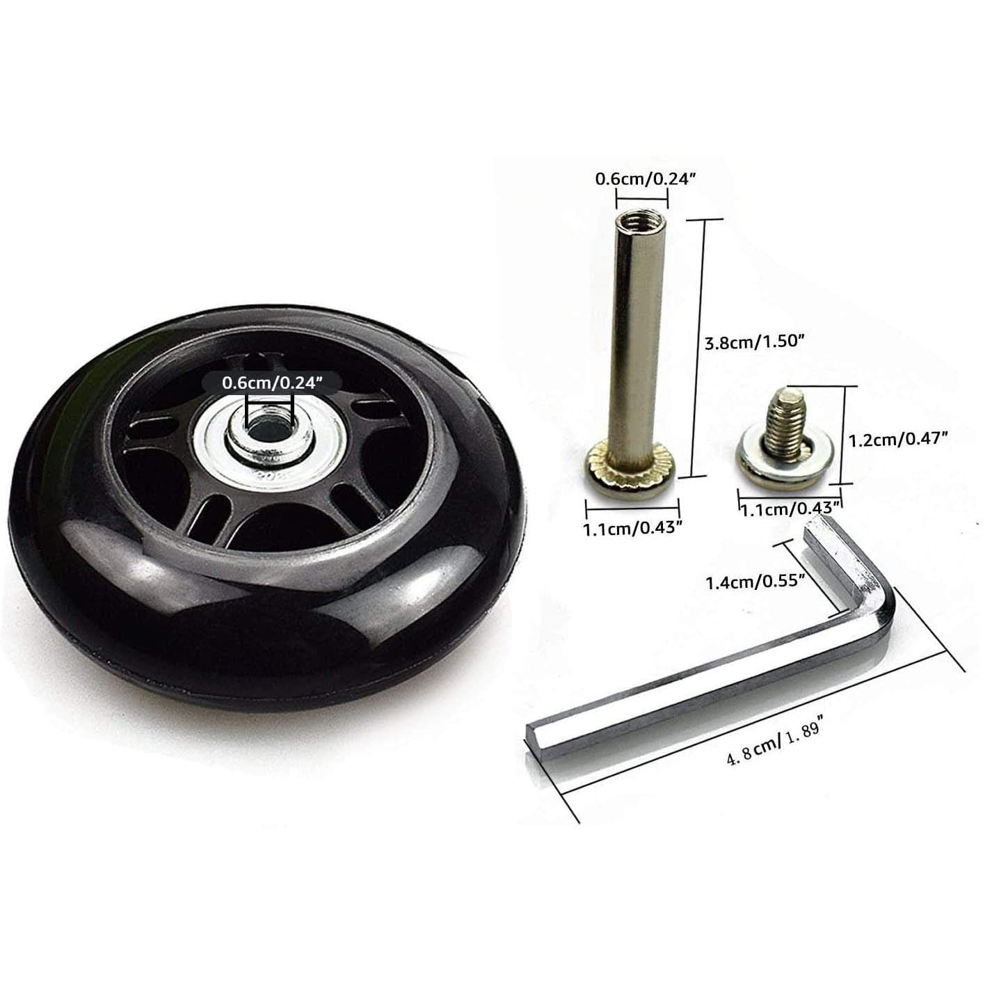 LOTOWELZON 1 Pair Luggage Replacement Wheels 90mm with 6mm(0.24 inches) Bearings Repair Kits ABEC 608zz for Suitcase and Inline Outdoor Skate and Caster Board (OD90*W24mm/3.54 inchesx0.94 inches)