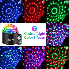 Disco Lights, Disco Ball 7 RGB Color with Remote, Disco Lights Sound Activated Party Lights, USB Powered Disco Ball Light for Parties, Birthday, Festival, Bar, Car, Wedding, Kids, Home