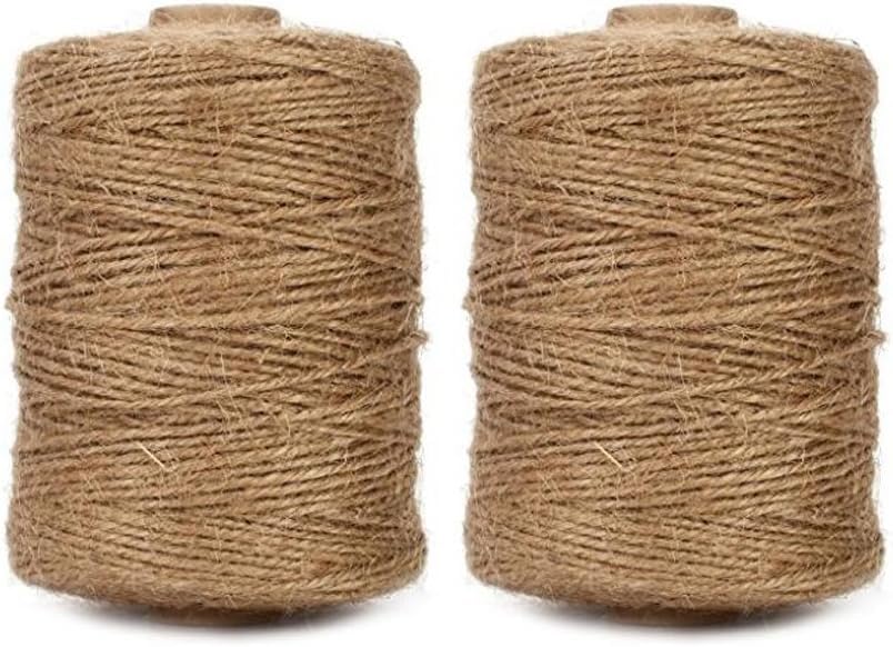 tenn well 1000 Feet Jute Twine String, 3 Ply 1.8mm Thick Garden Twine String for DIY Crafts, Gift Wrapping, Bundling Packing and Gardening (Brown)