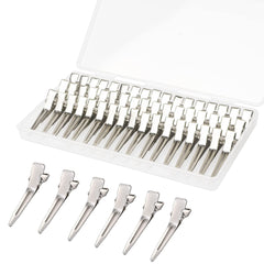 60 Pcs Metal Duck Billed Hair Clips for Women Styling Sectioning, Gingbiss 1.77 inches Silver Hairdressing Single Prong Curl Clips with Storge Box, Alligator Clips Hair Pins for Hair Salon, Barber, DIY