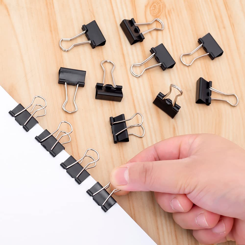 95 Pcs Bulldog Clips, 19mm Small Binder Clips, Black Metal Foldback Clips, Paper Clamps Binder, Paper Clips Clamp for Office, Home, School