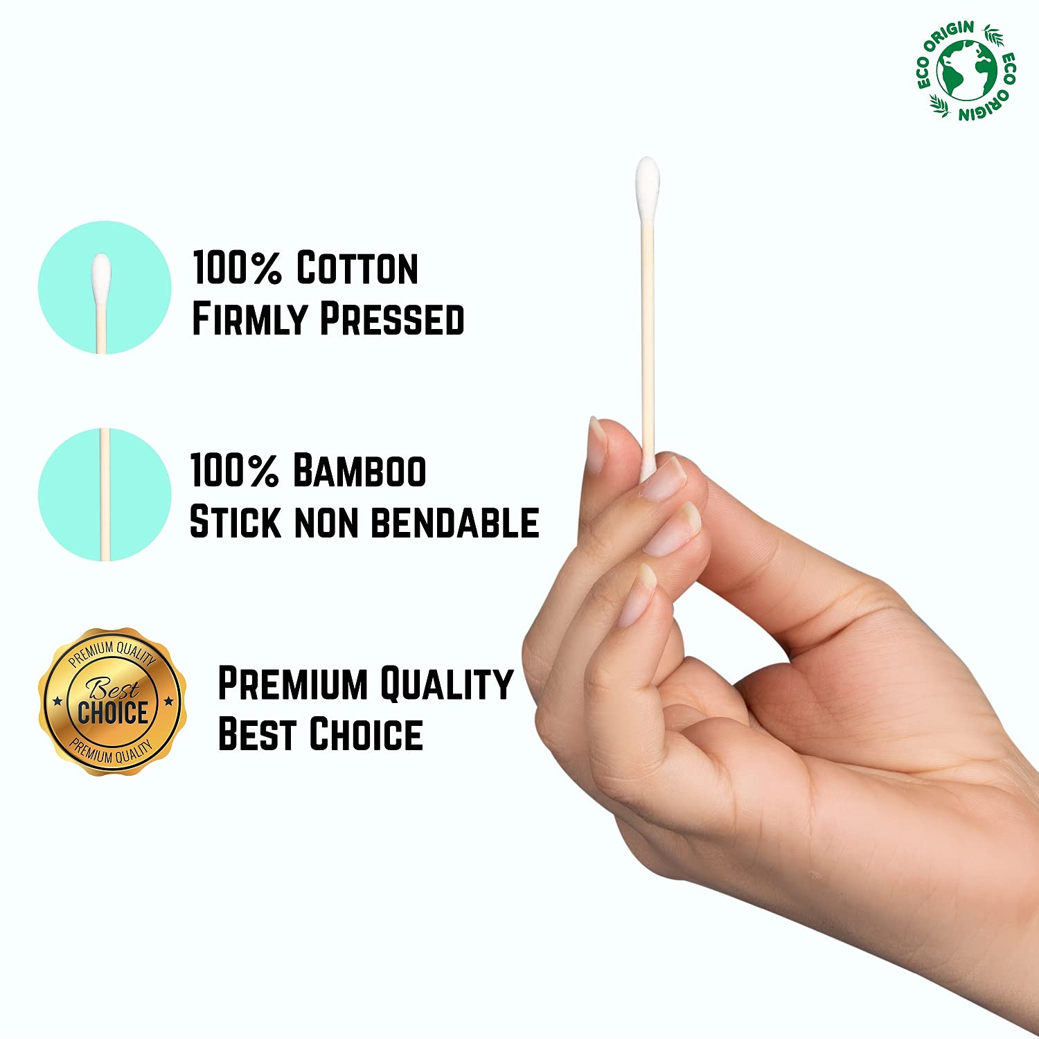 100 Bamboo Cotton Buds   100% Eco-Friendly Biodegradable   100 Ear Buds Cotton… (100 Count)