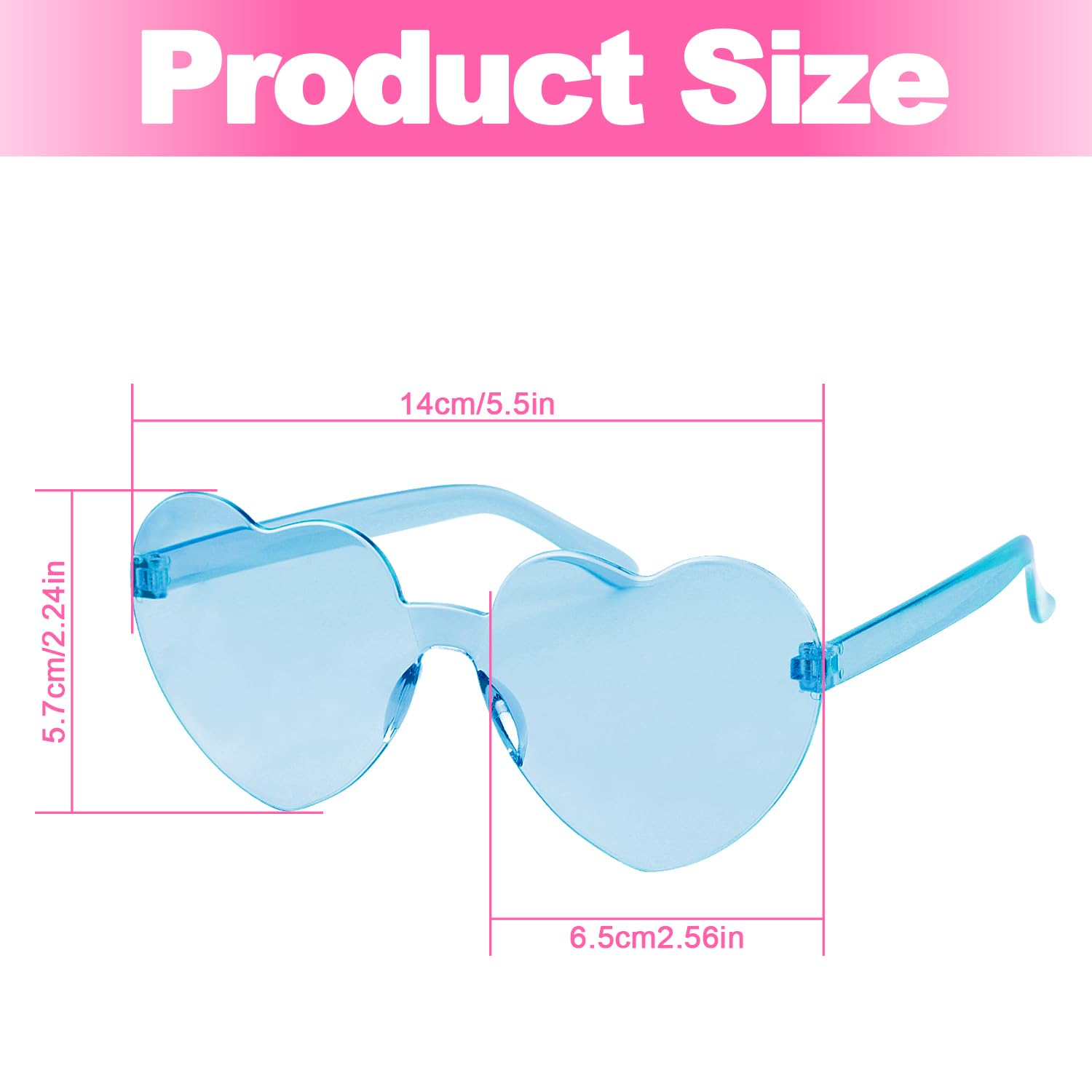 Rumyve 1 Piece Heart Shape Sunglasses - Womens Fashion Multicolor Rimless Heart-shaped Glasses Ladies Shades