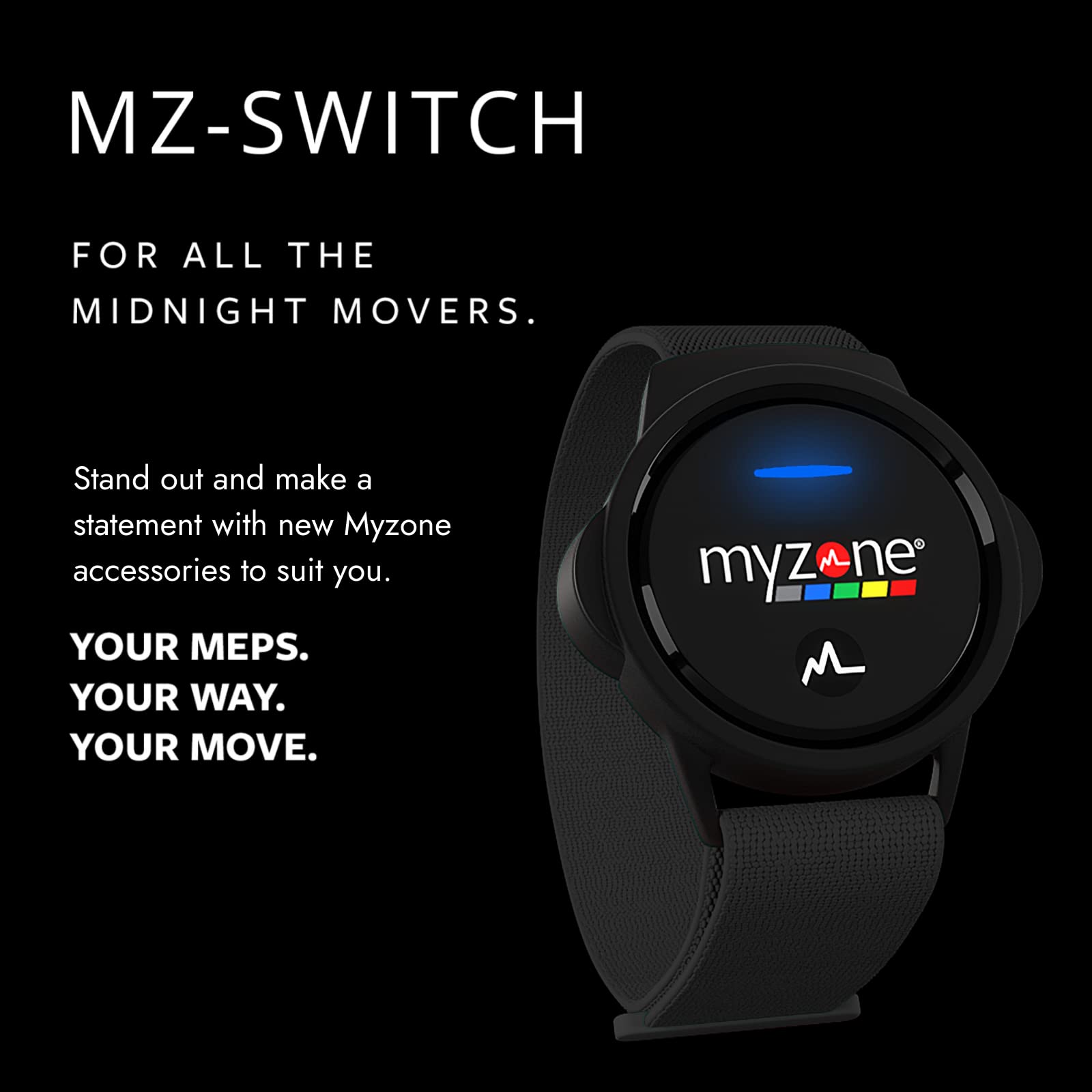 MYZONE MZ Switch Replacement Arm & Wrist Straps - Black