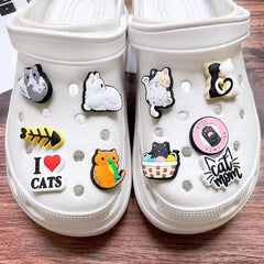 Nityunn Shoe Charms for Clogs, Random Men Women PVC Cartoon Shoe Decorations Accessories for Sandal and Slippers (cat charms)