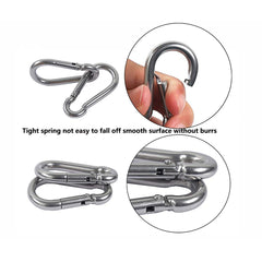 Rshuhx M4 Carabiner Hook Snap Hook 304 Stainless Steel Carabiner Spring Snap Link Hooks Keychain Heavy Duty Carabiner Clip Climbing Carabiner for Outdoor Camping Hiking Mountaineering Awning6PCS