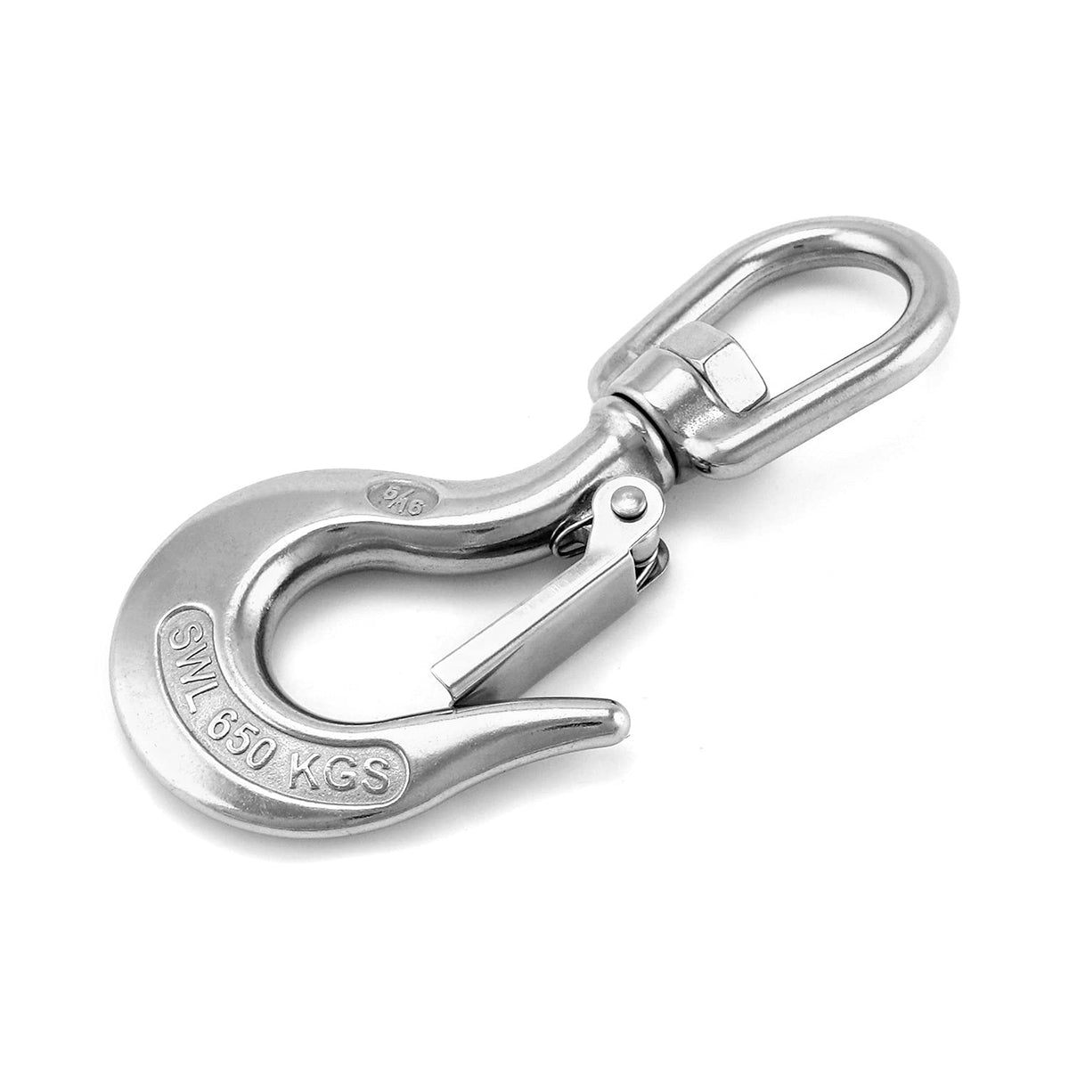 QWORK® Crane Lifting Hook with Latch, Swivel Eye Hook, Rigging Accessory 650kg (1400lb)