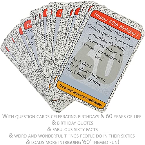 GoForItGames.com 60th Birthday Gifts for men and women. Make it a Happy 60th Birthday with this amusing little 60th party quiz game idea or icebreaker. Fun for everyone turning 60 years of age