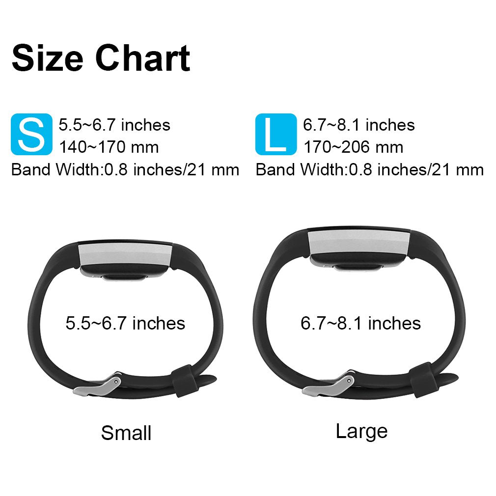 Vancle [6-Pack] Compatible for Fitbit Charge 2 Strap, Adjustable Replacement Strap with Aluminum Alloy Buckle for Fitbit Charge 2 (C, Small)