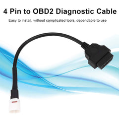 Akozon OBD2 Cable Connector, 4 Pin to OBD2 Fault Code Reader Motorcycle Scanner Diagnostic Cable Fit for Yamaha