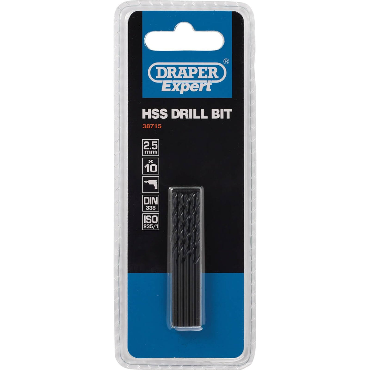 Draper 38715 Expert HSS Drill Bit, 2.5mm Ø, Pack of 10 , Blue