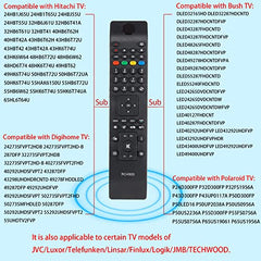 Universal Remote Replacement for JVC TV Remote Control RC4800, Also Replaced for Polaroid/Bush/Hitachi/TECHWOOD/Digihome/JMB/Telefunken Smart TVs, No Setup Required