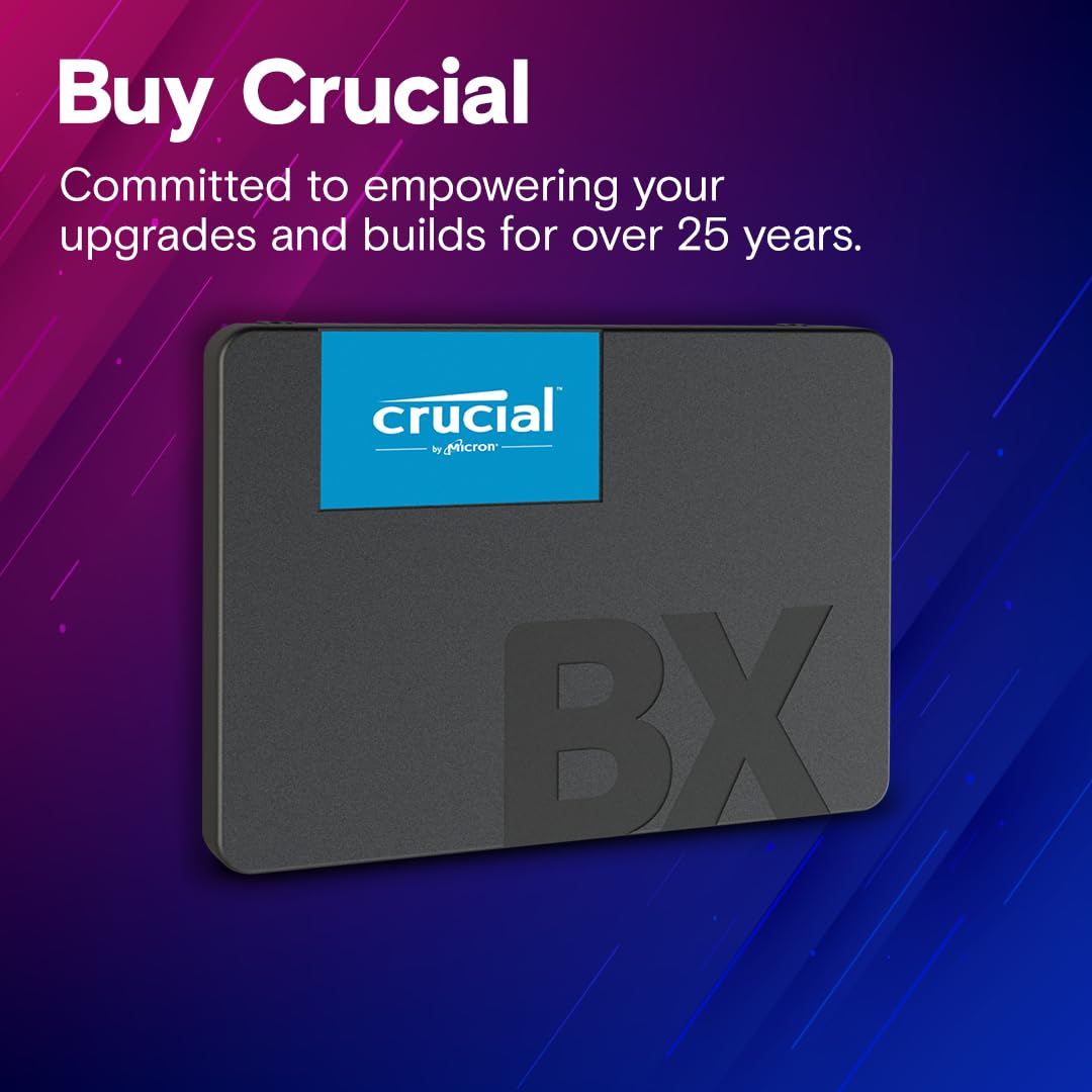 Crucial BX500 SATA SSD 2TB, 2.5 inches Internal SSD, Up to 540MB/s, Laptop and Desktop (PC) Compatible, 3D NAND, Dynamic Write Acceleration, Solid State Drive - CT2000BX500SSD101