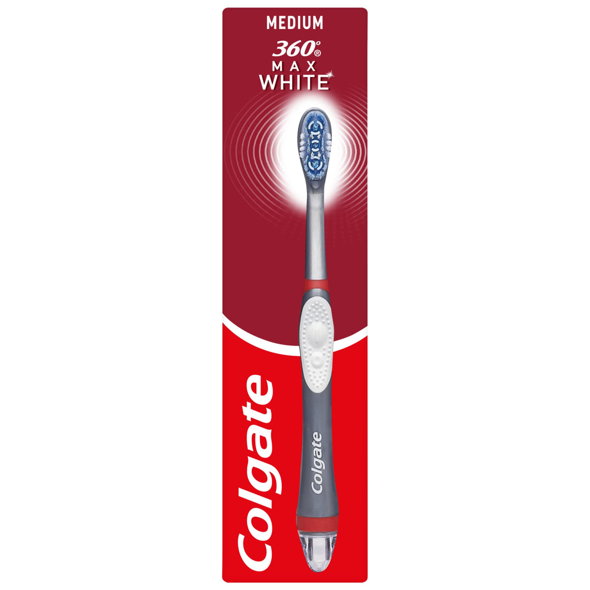 Colgate 360 Max White Sonic Power Medium Toothbrush, Whitening Toothbrush with Medium Bristles