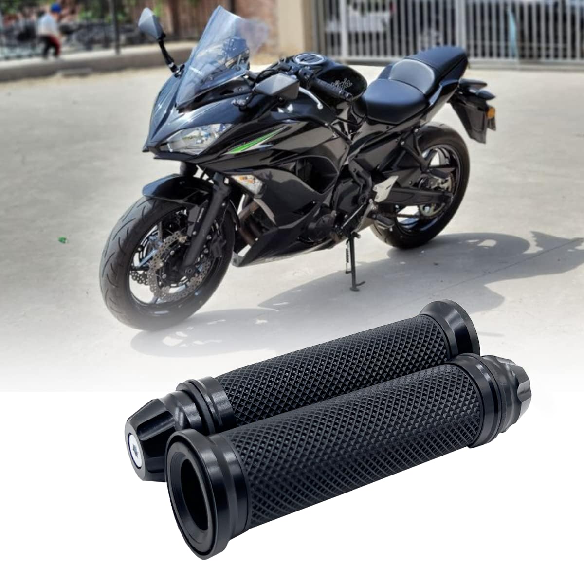 Motorcycle Handlebar Grips Motorbike Hand Grip Universal 7/8 inch 22mm CNC Aluminum Motorbike Handle Grips Motorcycle Handle Bar Grips Replacement Black