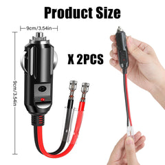 2 Pack Car Cigarette Lighter Male Plug 12V/24V Female Socket Extension Cable with Leads LED Lighter Adapter Heavy Duty Power Supply Cord Waterproof 10A Fuse for Car Vehicle Motorcycle Tractor Boats