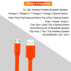 Aiivioll Replacement Micro USB Fast Charger Flat Cable Cord Compatible for JBL Flip 2 Flip 3 Flip 4 Speaker Logitech UE Boom 22AWG Android Phones (3.3ft/Orange)