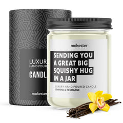 Thinking of You Candle - 220g Soy Wax with Vanilla, Jasmine & Sugared Almond - Thinking of You Gifts for Women - Pick Me Up Hug in Jar Care Package - Funny Candles by Makester