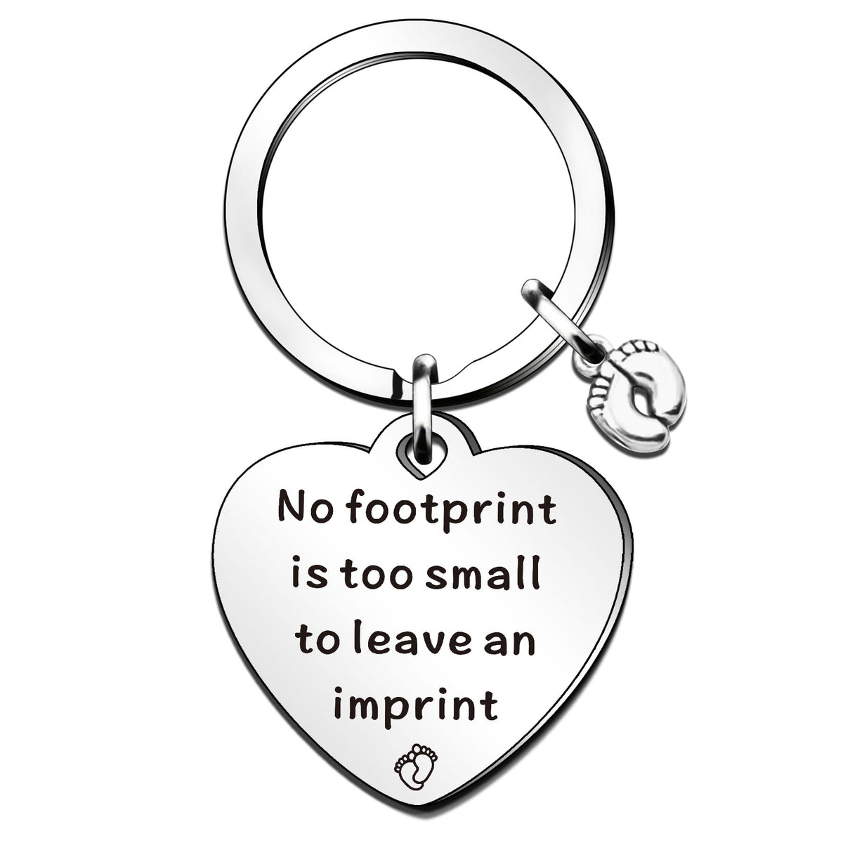 QMVMV Loss Memorial Keyring Infant Child Loss Gifts No Footprint is Too Small to Leave an Imprint Keyring Miscarriage Keepsake Gift Infant Loss Sympathy Gift