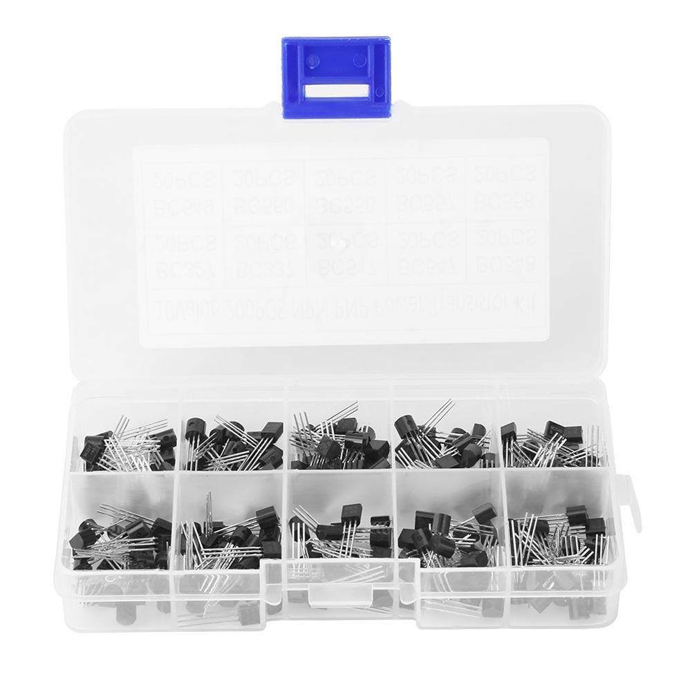 200pcs Transistor Kits, 10 Value Silicon Power Transistor Assortment Kit, Assorted Transistor BC457, Transistors Box Pack for BC327 BC337 BC517 BC547 BC548 BC549 BC550 BC556 BC557 BC558