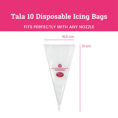 Tala 10 Reusable Icing Bags - Clear Piping Bags Disposable for Cakes, Cupcakes and Baking Piping Set Decorations - Fits Any Nozzle - Bakeware Accessories - 16.5 cm x 31 cm