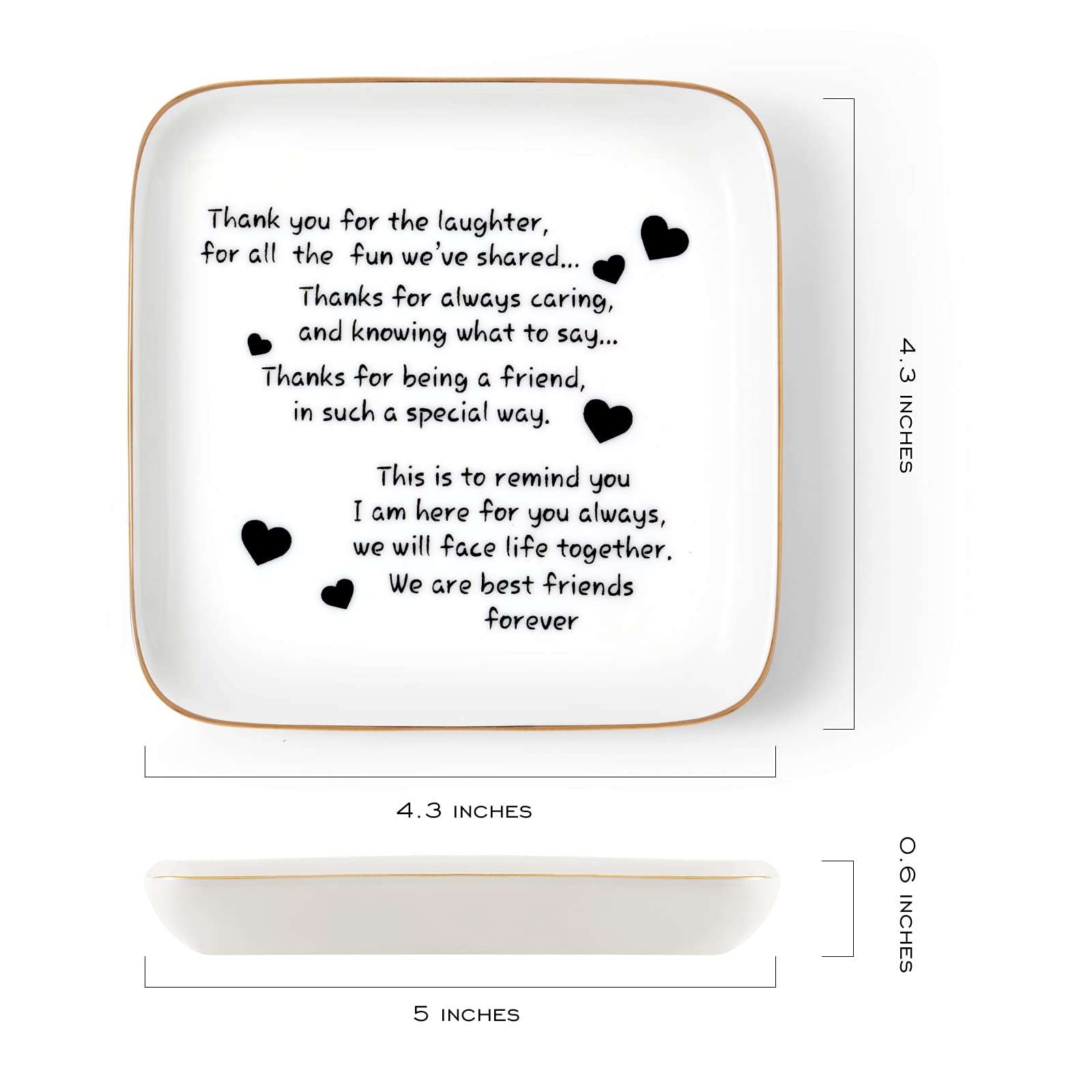 Friend Gift for Women, Trinket Dish with Thank You Sayings, Inspirational Friend Birthday Gifts for Women, Funny Gift Ideas for Her, BFF, Best Friends, Coworkers, Female