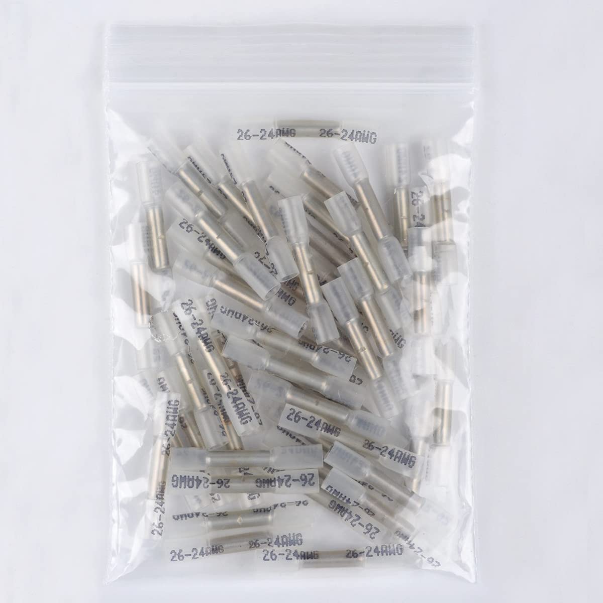 50 Pieces Heat Shrink Butt Connectors Kit, 26-24 AWG Clear Insulated Waterproof Electrical Wire Connectors Automotive Wire Crimp Terminals Butt Splices