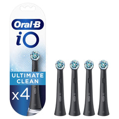 Oral-B iO Ultimate Clean Electric Toothbrush Head, Twisted & Angled Bristles for Deeper Plaque Removal, Pack of 4, Suitable for Mailbox, Black