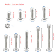 Bolts And Nuts Set, Hex Head M4 Stainless Steel Machine Screws And Round Head Hexagon Socket Bolts Assortment(8/10/14/16/18/20/25/30/35mm) (M4, Silver)