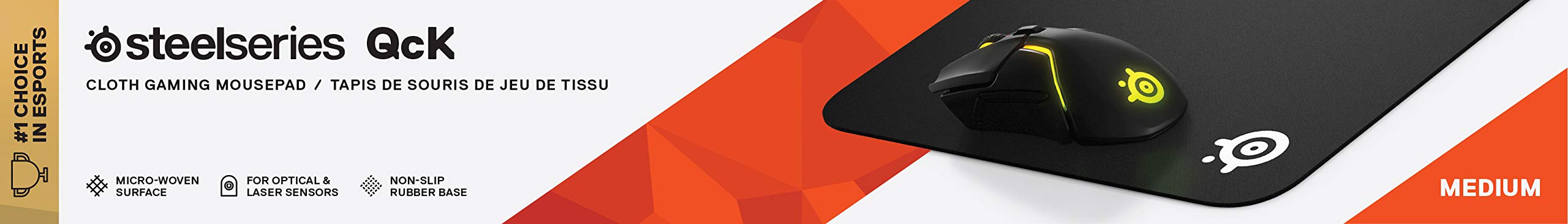 SteelSeries QcK Cloth Gaming Mouse Pad - Micro-Woven Surface - Optimized For Gaming Sensors - Size M (320 x 270 x 2mm) - Black