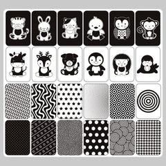 24 Design Baby Sensory Development Flash Cards 0-3 Month Animals High Contrast Vision Newborn Gift